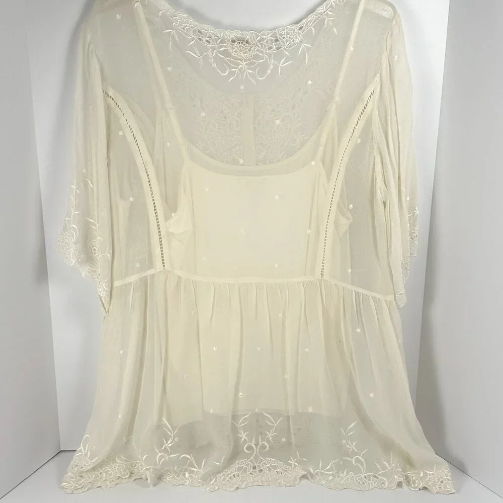 Sundance Silk Embroidered Peasant Blouse - Picture 2 of 4